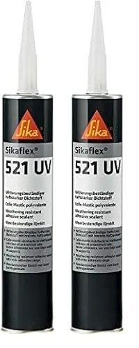 Sikaflex 521 UV, Gris, Sellador multiusos poliuretano híbrido, Sellador adherente para sellados y uniones elásticos, resistente a la intemperie, 300ml (Paquete de 2)