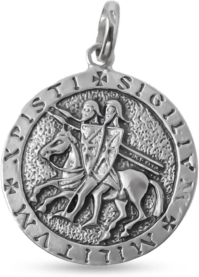 Medalla de los Caballeros Templarios en Plata de Ley 925m maciza de 27mm. Cruz de Malta esmaltada