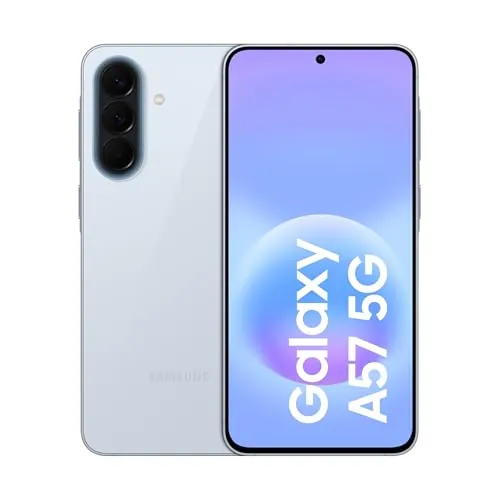 Samsung Galaxy A57 5G, 128GB, Móvil Fino con IA, 8GB, Gran Angular 50MP, Autonomía 2 Días, Batería 5000mAh, IP68, Garantía del Fabricante 3 Años + 1 Año Extra, Color Azul Claro (Versión Española)