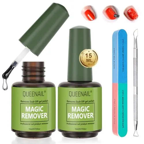 2 Piezas Removedor Esmalte Set, Remover Esmalte Uñas Gel Con Lima De Uñas y Raspador, Quitaesmalte Gel, Elimina Fácil Rápidamente el gel, Adecuado para uso diario (Verde)