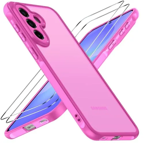 ivoler Mate Funda para Samsung Galaxy A57 5G con 2 Piezas Cristal Templado, [Protección Militar] Carcasa Protectora Antigolpes Trasera Translúcida Antihuellas Case, Rosa Fucsia