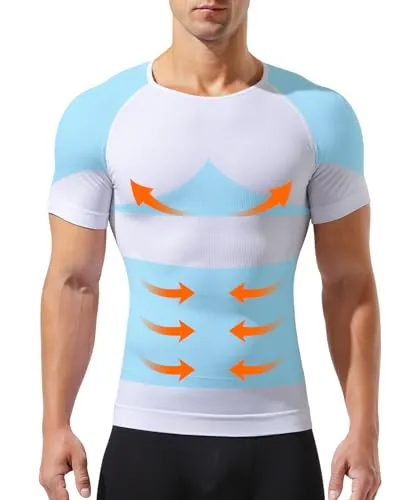 Casey Kevin Camiseta Compresión Hombre, Faja Reductora Hombre Adelgazante | Manga Corta Moldeadora Shapewear Secado Rápido para Gimnasio, Fitness, Deporte