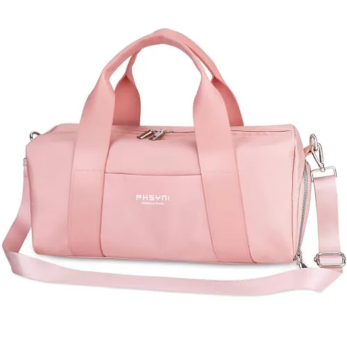 Pequeña Bolsa De Deporte para Mujeres, Niñas y Niños,Diseño para Fitness,Entrenamiento, Baile, Ballet, Natación con Zapatero Independiente y Bolsillo Impermeable(Rosa,40x19x20 cm,15L)