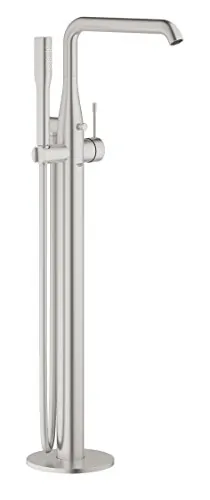GROHE Essence – Caño De Bañera Autoportante (Para montaje en suelo, con cabezal de ducha y flexo de ducha, inversor automático, sin cuerpo empotrado de instalación), acero inoxidable, 23491DC