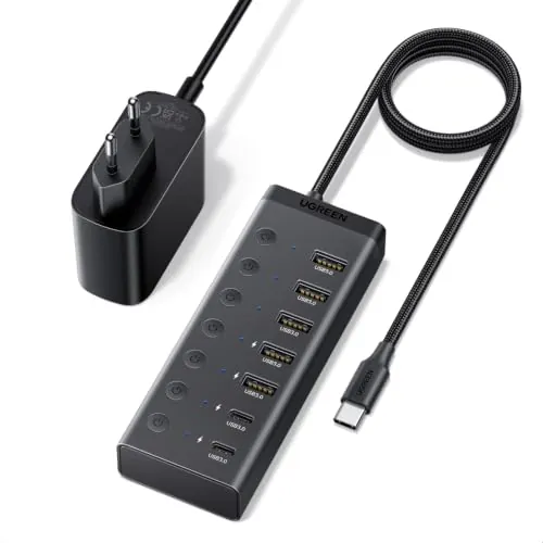 UGREEN Hub USB-C 7 en 1 Alimentado con Interruptores, Cable de 100 cm