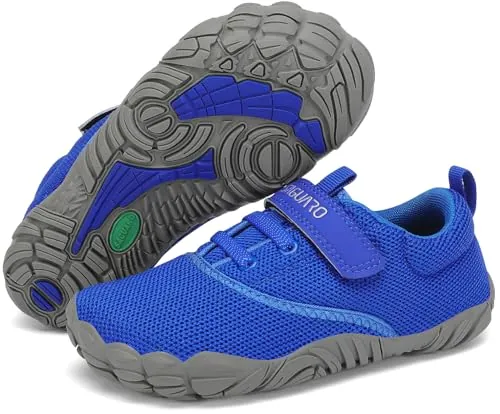 SAGUARO Barefoot Niños Zapatillas de Trail Running Niña Niño Minimalistas Zapatos de Deporte Blanditos Cómodos Calzado Descalzos para Exterior Interior, Azul, 32 EU