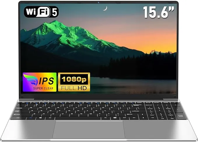 NAIKLULU 15.6 Pulgadas 2026 Laptop Processor M3-6Y30, RAM 16GB SSD 512GB Pc Ordenador Portatil Computadora, 5000Mah/1920x1080P/Webcam/WIFI 5/Ranura para Tarjeta TF