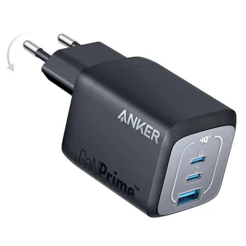 Anker Prime Cargador USB C Carga Rapida 67W, Cargador Plegable y Compacto con 3 Puertos, para MacBook Pro/Air, iPad Pro, iPhone 17/16/15/14 Pro Air, Galaxy S23/S22, Note20, Pixel, Apple Watch y más