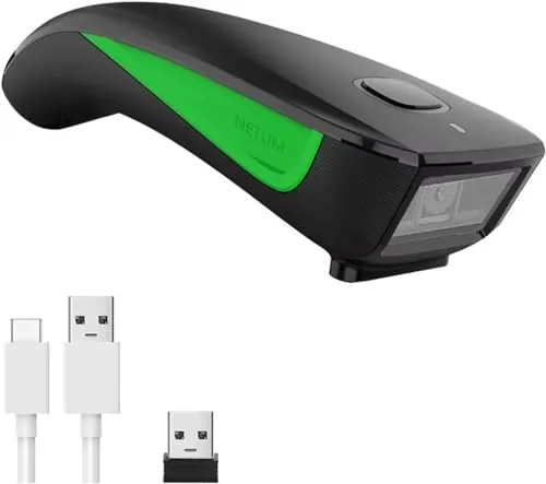 NETUM C740 Escáner de códigos de Barras inalámbrico Compatible con Bluetooth, escáner de Bolsillo USB 1D para inventario para tabletas, iPhone, iPad, Android, iOS, PC y POS
