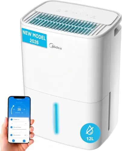MIDEA Deshumidificador de Humedad Silencioso 12L con App Control hasta 35 m2 - Deshumificadores para Humedades en Habitación con Depósito Extraible - Deshumificador Electrico Pequeño Bajo Consumo
