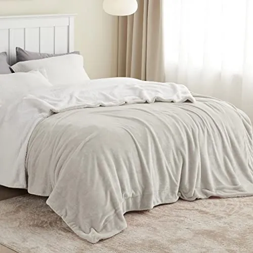 Bedsure Manta Sofá Polar Invierno - Sherpa, Beige, 220x240 cm | Mantas para Cama, Mantas Grande Suave y Cálida para Sofá, Manta Borrego Polar Reversible de Franela y Borreguito, Acogedor