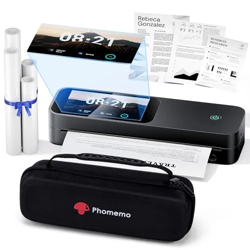 Phomemo Impresora Termica Portatil A4 Kit, 5'' Pantalla 3500mAh, Sin Tinta