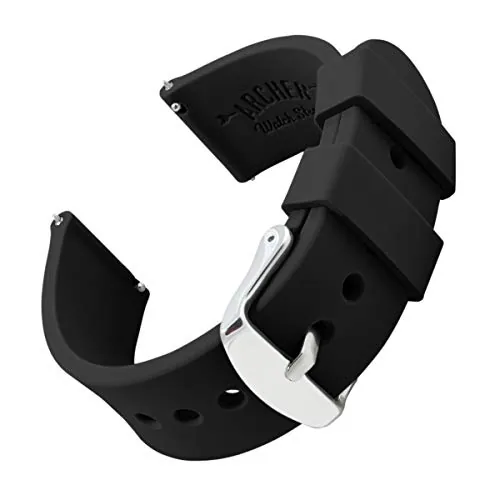 Archer Watch Straps - Correas de Reloj de Silicona Suave de Liberación Rápida (Negro, 22mm)