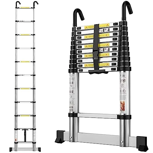 gymount Escaleras Plegables Aluminio, 3,19m Escalera Telescópica, 11 Pasos
