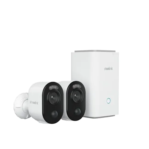 Reolink 4K Camara Vigilancia WiFi Exterior, Visión Nocturna en Color, WiFi 2,4/5 GHz, Cámara Solar con Home Hub, Gestión Central y Almacenamiento, Set de 2 cámaras Argus 3 Ultra