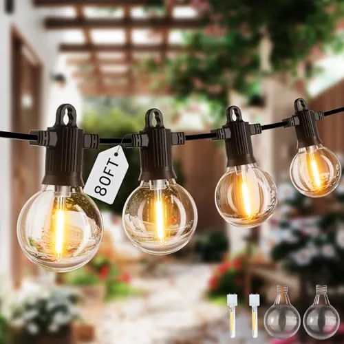 ZOTOYI Guirnalda de Luces Exterior IP65 de 80FT con 30+2 Bombillas LED Indestructibles y de Ahorro Energético, Guirnaldas Luminosas para Balcón, Jardín Interior, Pasillo y Reuniones Familiar