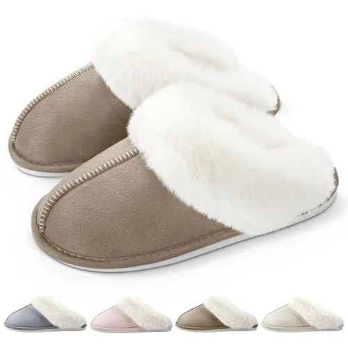 RUVVDR Zapatillas de Estar por Casa Mujer Hombre Zapatillas Casa Cómodo Pantuflas Mujer Algodón Suave Cálido Interior Exterior，Marrón，38-39 EU