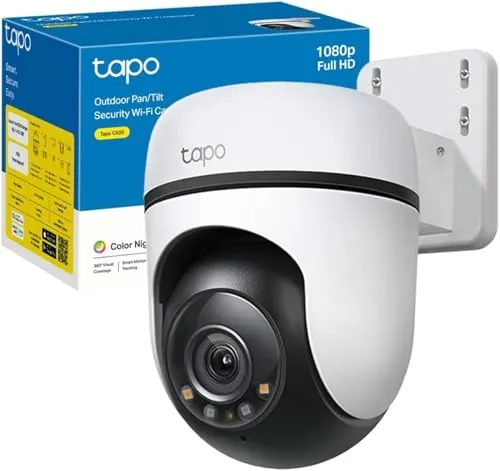 Tapo C500 - Cámara Vigilancia Wi-FI Exterior 360º, Resolución 1080p, Detección Movimiento, Visión Nocturna hasta 30 m, Audio Bi-direccional, Sirena, Compatible Alexa y Google, 2MP