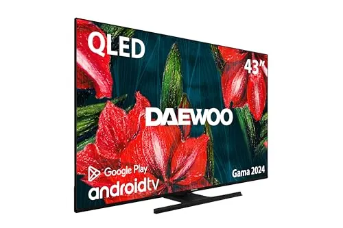 Daewoo D43DH55UQMS - QLED Android TV 43 Pulgadas 4K HDR, Dolby Vision & Dolby Atmos, Chromecast Built In, Mando Bluetooth con Google Assistant Integrado