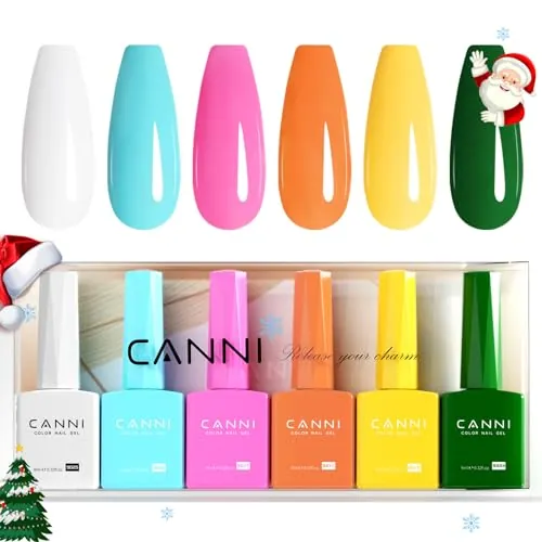 CANNI Esmaltes Semipermanentes de Uñas en Gel 6 blanco azul rosa morado amarillo verde UV Gel Kit Gel Nail Polish Esmalte Uñas Valentín Kit Uñas Semipermanentes Pintauñas Semipermanentes Set