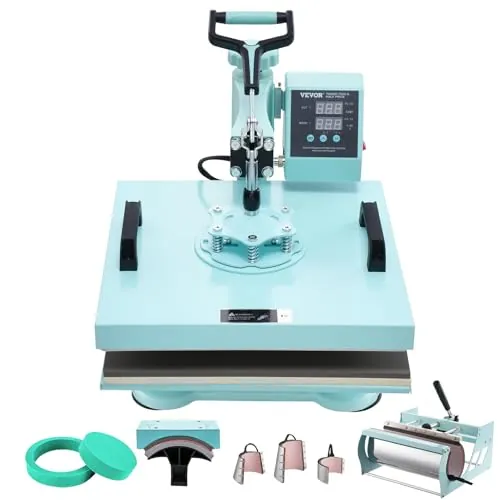 VEVOR-Máquina de prensado por calor,15 x 15 pulgadas, 8 en 1,con prensa de vaso de 6 a 30 oz,prensado de camisetas con giro de 360°,control digital preciso,para camisetas,tazas,sombreros y platos,