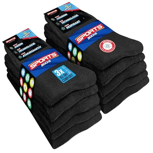 SOXCO 10 Pares Calcetines Hombre Altos Calcetines Deporte Running, paquete de 10 (EU 43-46, Negro Sólido)