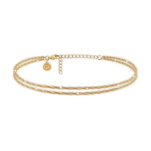 GD GOOD.designs Tobilleras para mujer doradas | Tobillera de varias capas de acero inoxidable 316L en oro de 18K - Resistente al agua y ajustable (22-27 cm)