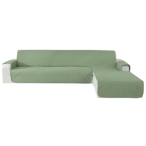 YSTELLAA Funda Sofa Chaise Long 4 Plazas, Verde Menta