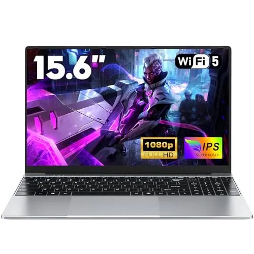NAIKLULU 15.6 Pulgadas 2026 Laptop Processor i5-7Y54(1,2 a 3,2 GHz), RAM 16GB SSD 512GB Ordenador Pc Portatil Computadora, 5000Mah/1920x1080P/Webcam/WIFI 5/Ranura para Tarjeta TF