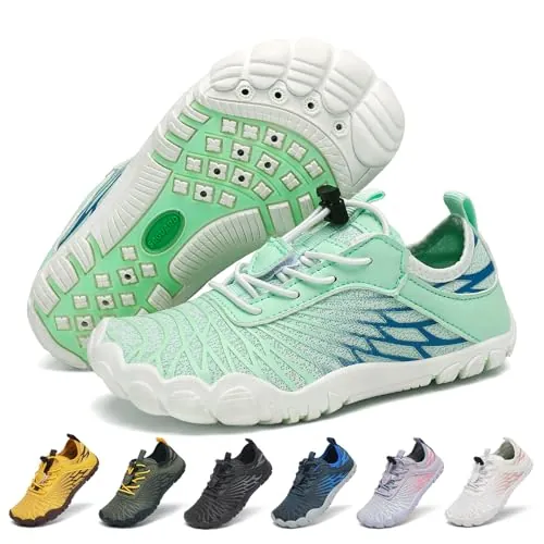 SAGUARO Escarpines Niño Zapatillas Barefoot Niños Secado Rápido Zapatillas de Agua Niña Ligeras Zapatos de Playa Piscina Mar Verde Pálido, 28 EU
