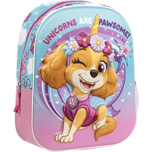 Mochila Infantil Patrulla Canina Skye Unicornio con Diseño 3D y Colores Pastel - Mochila Escolar para Niñas Fans de Paw Patrol Ideal para Guardería y Viajes