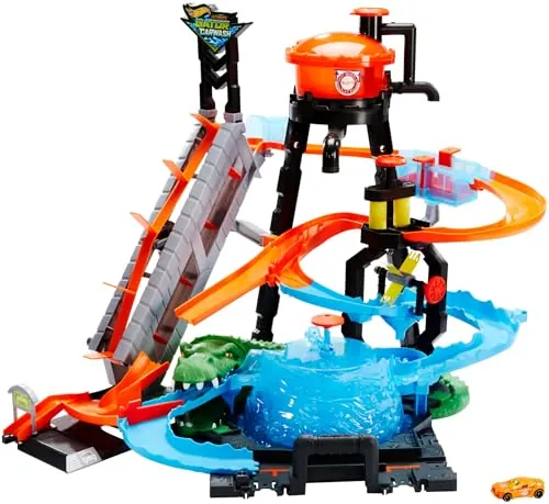 Hot Wheels Cocodrilo Destructor, Pista de Coches de Juguete (Mattel FTB67)