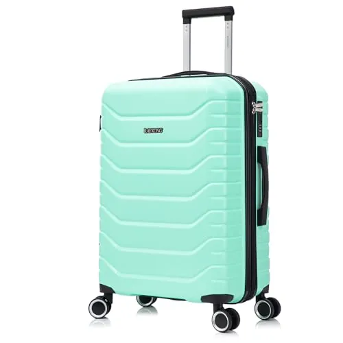 RAYKONG Maleta Mediana Expandible ABS+PC 66x45x27.50cm - 30cm Extendido | 82L - 90L | 24 Pulgadas |23kg semirígidas candado combinación - Amarillo