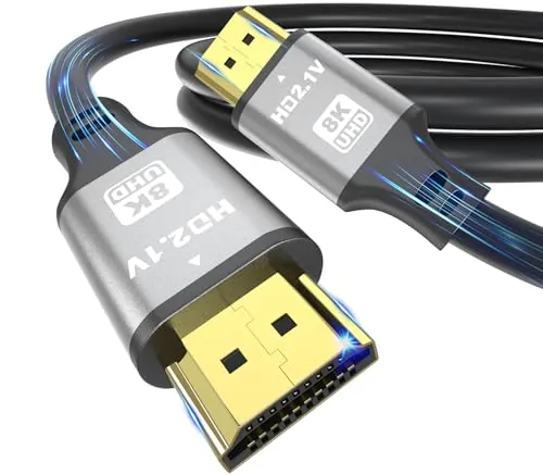 jojobnj Cable HDMI 8K 2m, Cable HDMI de alta velocidad 48Gbps 8K@60Hz 4K@120Hz, HDCP 2.2 & 2.3, DTS:X, HDR 10 Compatible con Roku TV/eARC/3D/PS5/HDTV/Laptop/Blu-ray