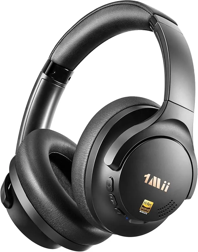 1Mii Y8+ Cascos Inalámbricos Bluetooth 6.0 Diadema Cómodos, Auriculares Cancelación de Ruido Activa Híbrida, LDAC Sonido Hi-Res Potentes Bass, 100H Reproducción, EQ Personalizable con App, Negro
