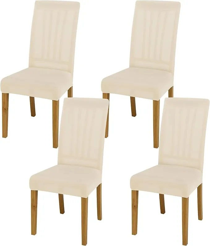 Fundas elásticas universales para sillas (Juego de 4/6/8 Piezas con Respaldo) para salón, Cocina, Oficina, Comedor, Fundas para sillas de Fiesta, Lavables y extraíbles. (4, Beige)