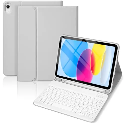 Funda Teclado para iPad 11.ª Gen (A16) / 10.ª Generación (11"/10.9") | Soporte para Lápiz y Teclado Recargable, [Español] Magnético Desmontable Bluetooth Teclado (Gris)