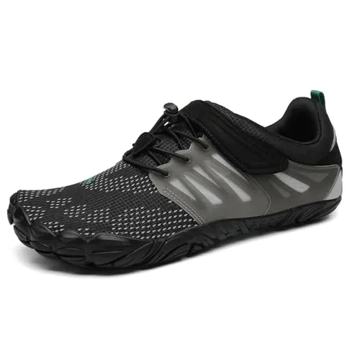 SAGUARO Hombre Mujer Zapatillas Barefoot Zapatos Minimalistas Cinco Dedos Correr Gimnasio Senderismo para Transpirables Antideslizantes Ligeras Negroprofundo,Gr.42