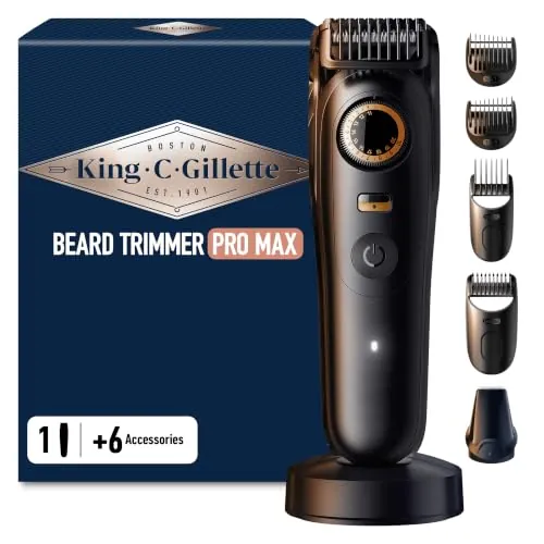 King C. Gillette Recortadora de Barba Hombre Pro Max con 6 Accesorios