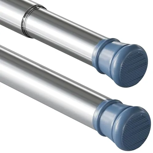 Barra de cortina sin agujeros, extensible, barra telescópica, barra de cortina de ducha extra gruesa para sujetar, barra de ducha para baño, dormitorio, plata (85-220 cm, diámetro de 32 mm)