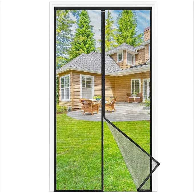 NUEVA Mosquitera Puerta Magnética 90x210 cm, Mosquitera para Puerta con Imanes Potentes, Instalación Sin Taladro, Cierre Automático, Malla Transpirable y Antidesgarro, Negro