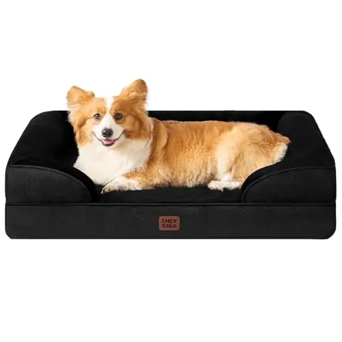 EHEYCIGA Cama Perro Grande 104x68x16cm, Colchon Perro Grandes Impermeable Lavable con Espuma Viscoelástica, Sofá Perro Desmontable, Negro