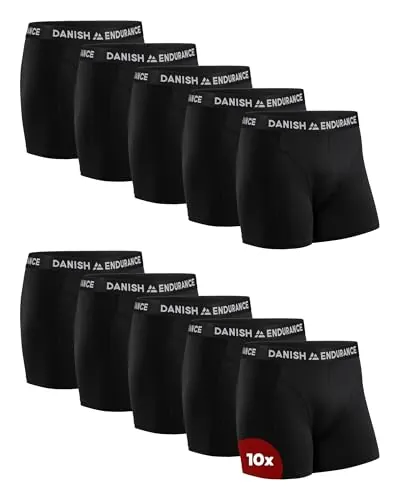 DANISH ENDURANCE Calzoncillos Hombre, Algodón, 3 y 10 Pack Negro L