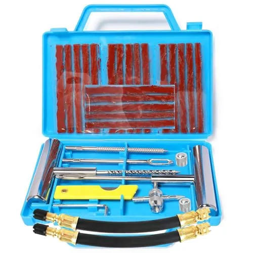 QUNNIE Kit de reparación de pinchazos de 32 Piezas para Coche, Moto, Tractor, Caravana