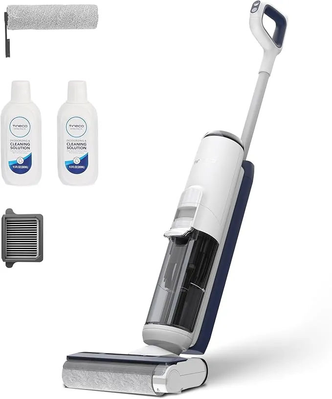 Tineco iFLOOR 5 Breeze Complete Aspiradora/Limpiadora de Suelos en Seco y Mojado, Limpieza en Un Solo Paso para Suelos Duros, Limpieza de Bordes, Autolimpieza Automática, Diseño Ligero e Inalámbrico