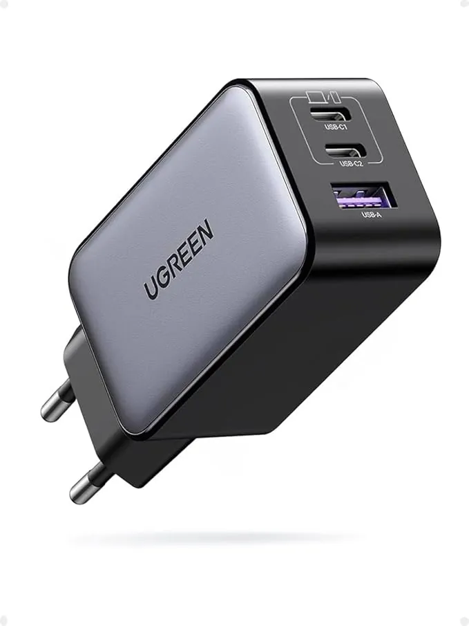 UGREEN Nexode Cargador USB C 65W, Carga Rápida con 3 Puertos, Compatible con MacBook Air, iPhone 17 Pro MAX Air/16/15/14, iPad, Samsung Galaxy S25/S25+/S25 Ultra/S24/S23/S22 y Google Pixel 7 Pro