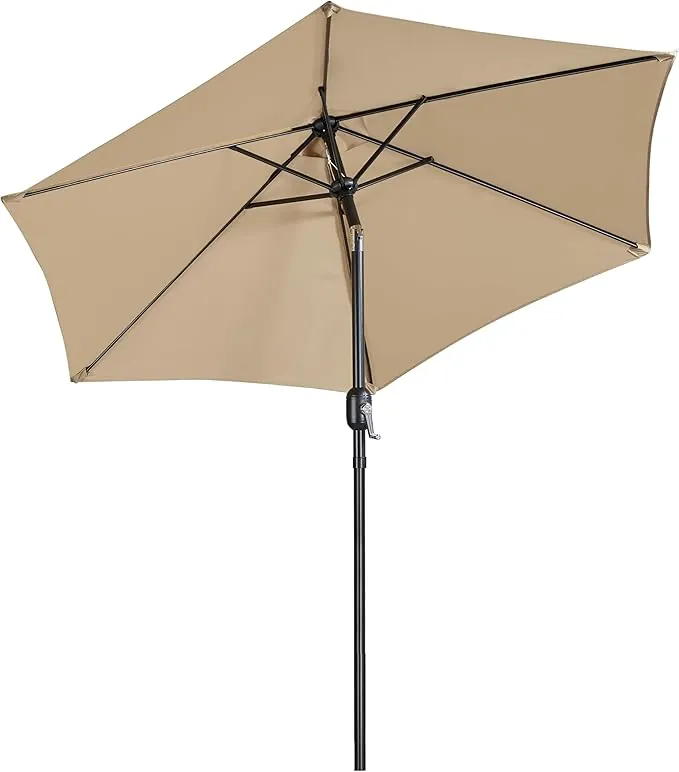 Yaheetech Parasol Sombrilla Jardín 230cm/270cm Inclinable con Manivela Parasol Terraza Exterior Piscina Patio Balcón Impermeable Protección UV 230cm Caqui