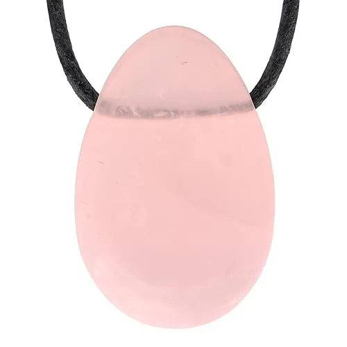 Lebensquelle Plus Colgante de gota de cuarzo rosa, colgante de gota de piedra perforada con cinta de algodón, colgante de piedras preciosas, Piedra semipreciosa, Cuarzo