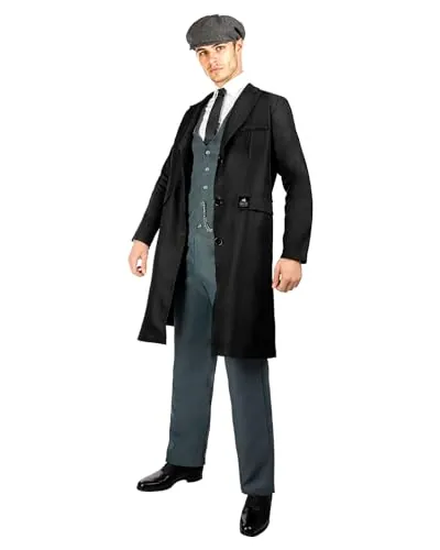 Funidelia Disfraz Peaky Blinders - Tommy Shelby para hombre Oficial - Incluye pantalón, chaleco, abrigo, corbata y gorra, Talla XL - Traje para hombre para fiestas, Carnaval y Halloween