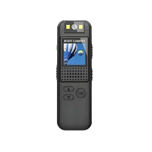 Lancoon 1080P Mini Cuerpo de la cámara portátil con Clip magnético 180 ° Lente giratoria 128 GB de Apoyo 7H de grabación de Luces LED para la reunión de la Bicicleta al Aire Libre Actividad